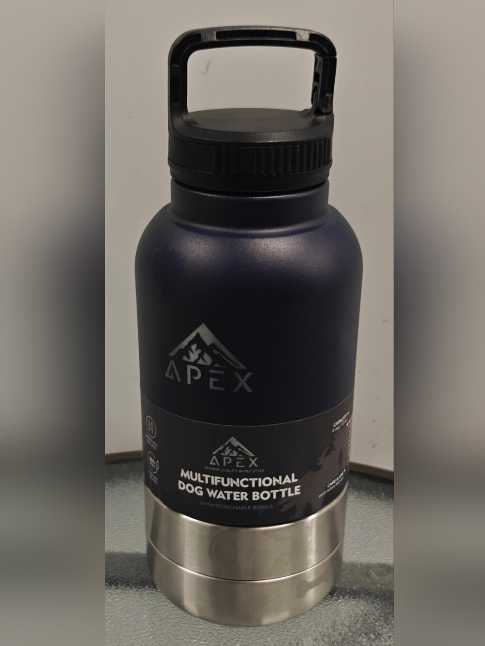 Apex 32 Oz Insulated Pet Travel Feeder. 3 in 1 Stainless Steel